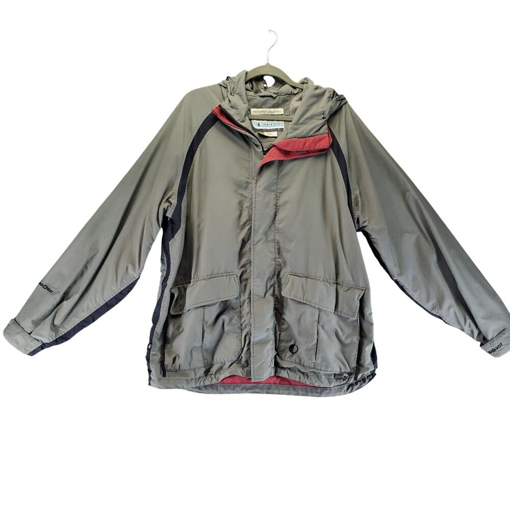 Black Dot Jacket Mens Large Gray Waterproof Breathable Nylon Outdoor Gorpcore